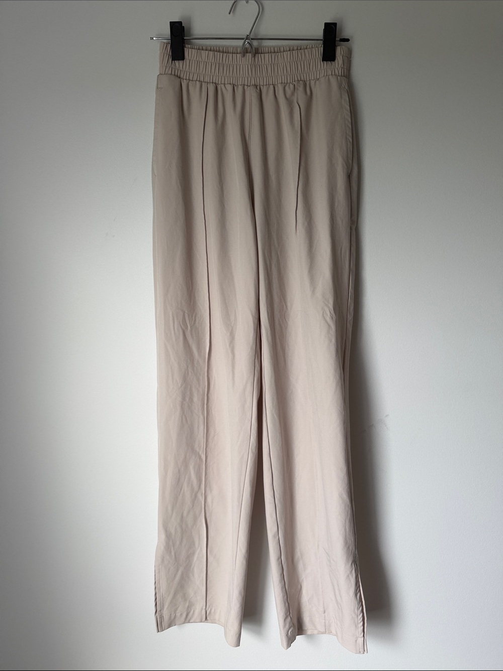 Abercrombie & Fitch Cream Wide-Leg Elastic-Waist Chinos